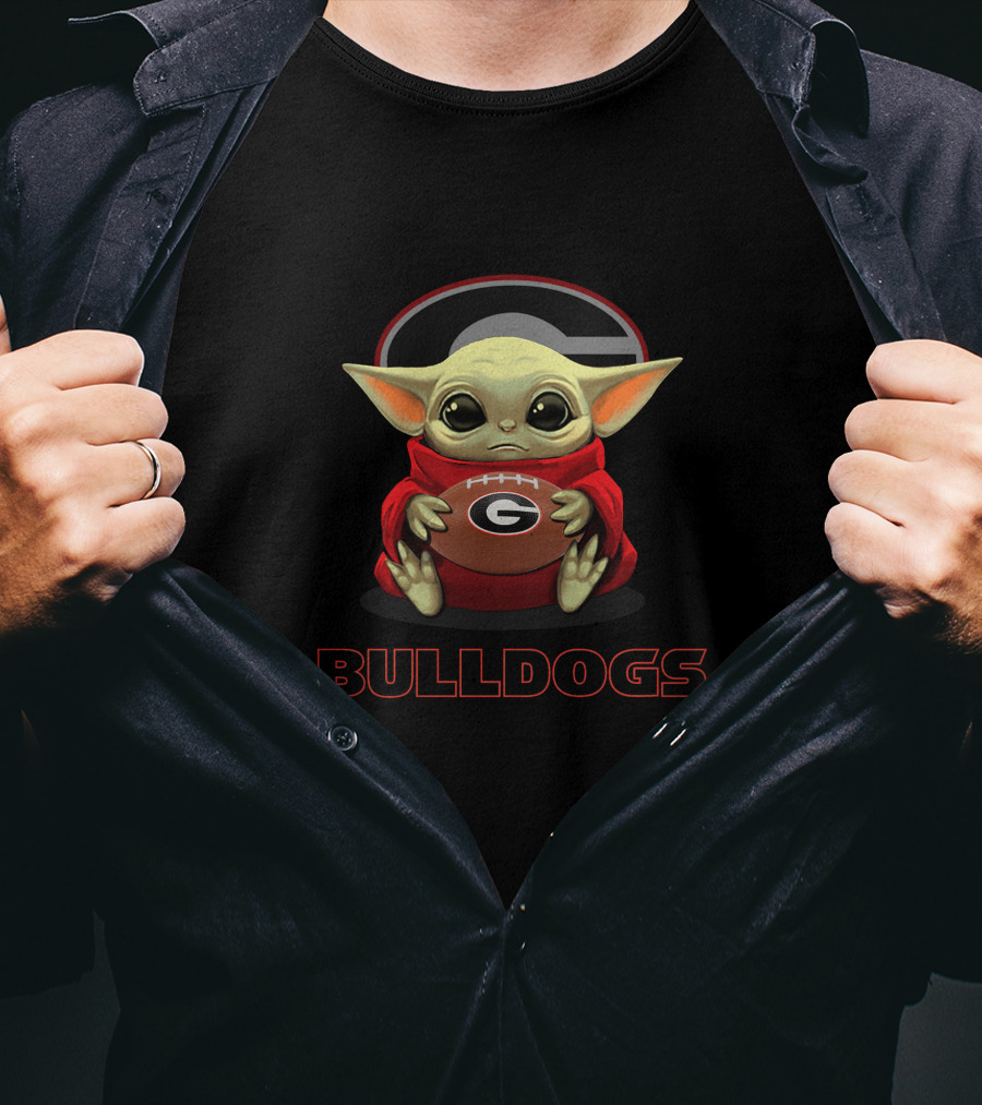 Georgia Bulldogs Baby Yoda Football T-Shirt