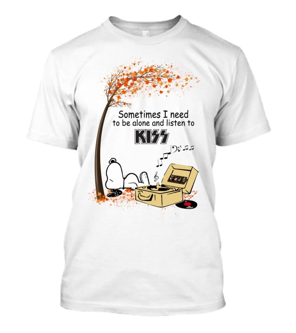 Sometimes I Need To Be Alone Listen To Kiss Snoopy Record Player Autumn Leaves T-Shirt