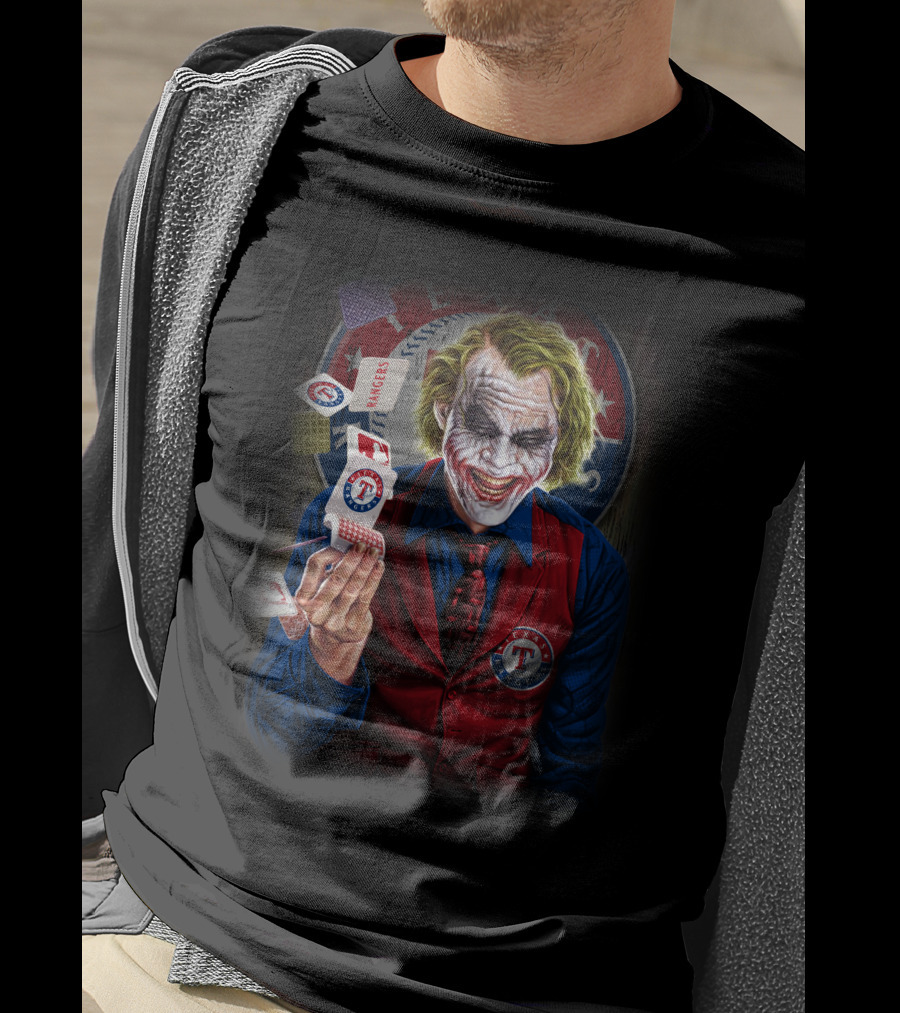 Texas Rangers Joker Playing Cards Iconic Clown Face T-Shirt