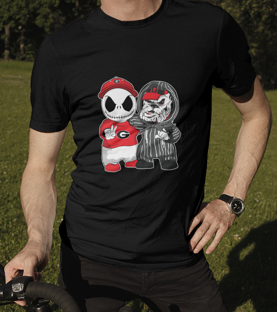 Georgia Bulldogs Jack Skellington And Uga Bulldog Fan T-Shirt