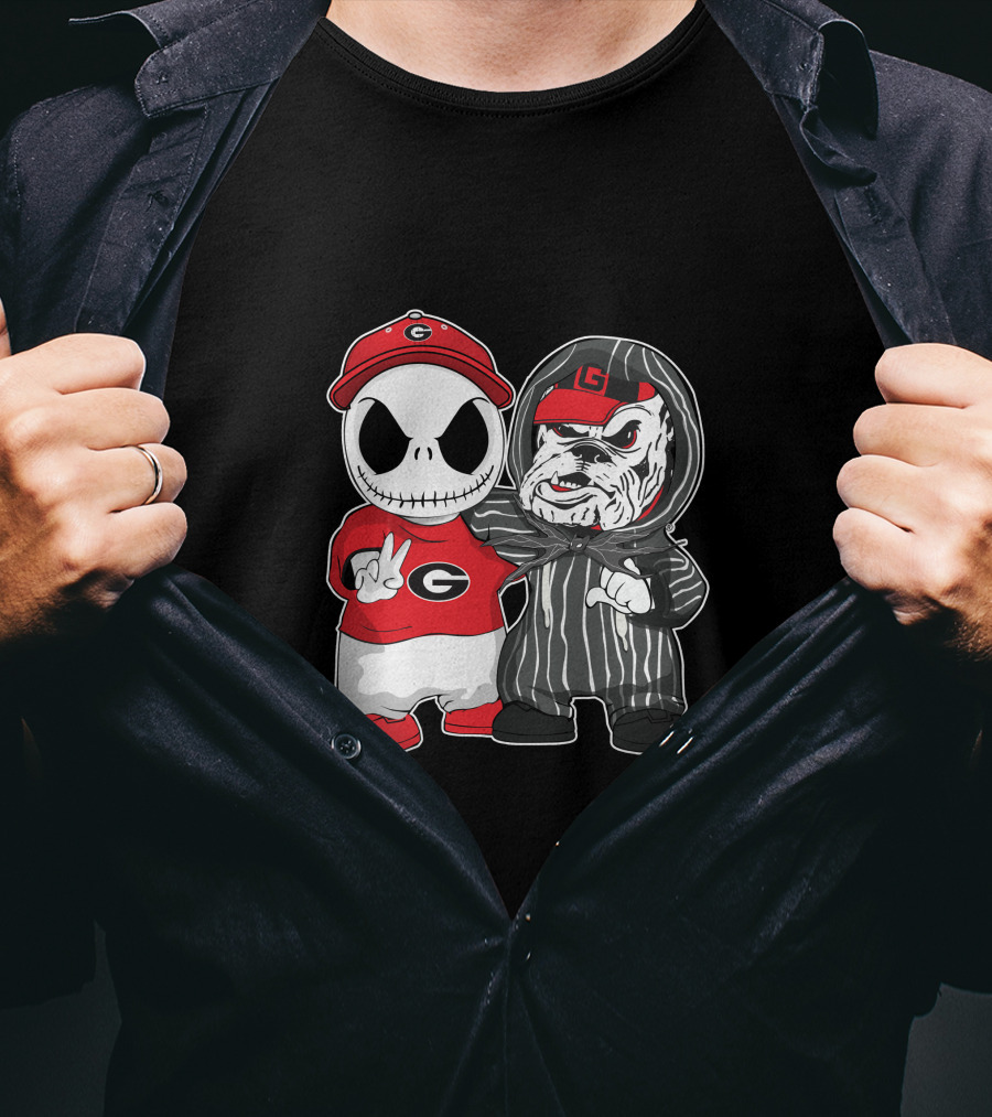 Georgia Bulldogs Jack Skellington And Uga Bulldog Fan T-Shirt