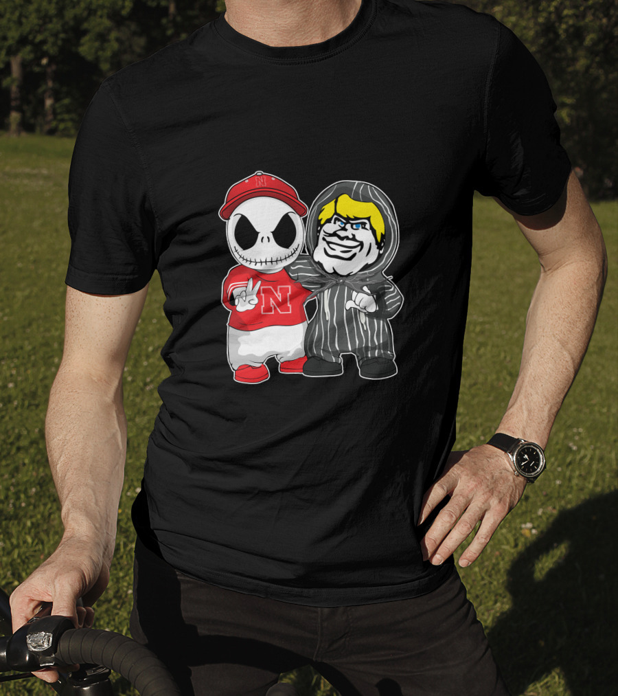 Nebraska Cornhuskers Jack Skellington With Freddy Krueger Style Character T-Shirt