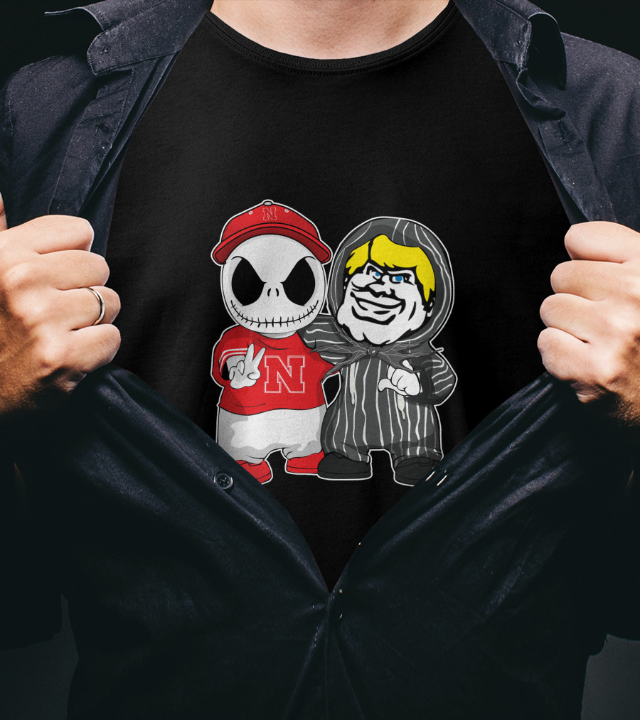 Nebraska Cornhuskers Jack Skellington With Freddy Krueger Style Character T-Shirt