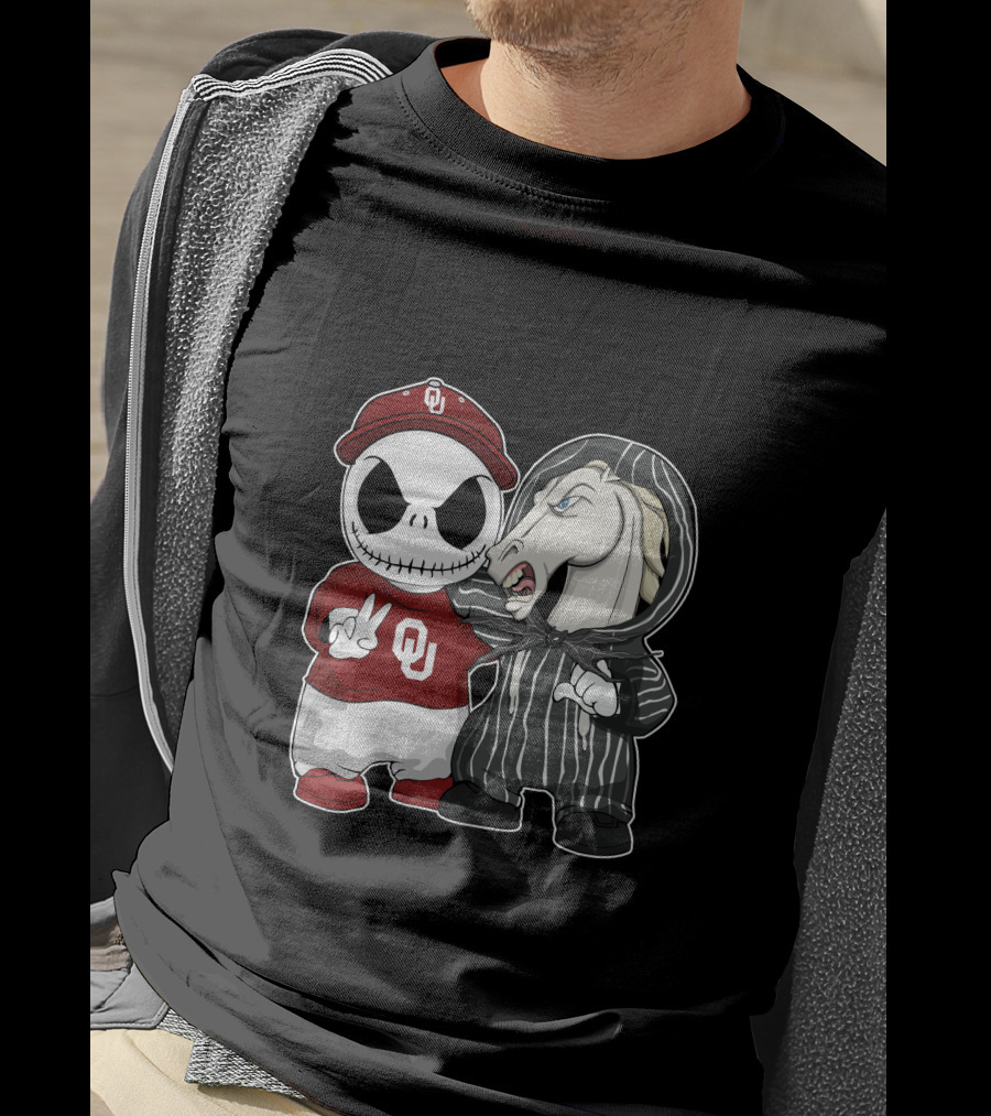 Oklahoma Sooners Jack Skellington And Nightmare Horse Team-Up T-Shirt