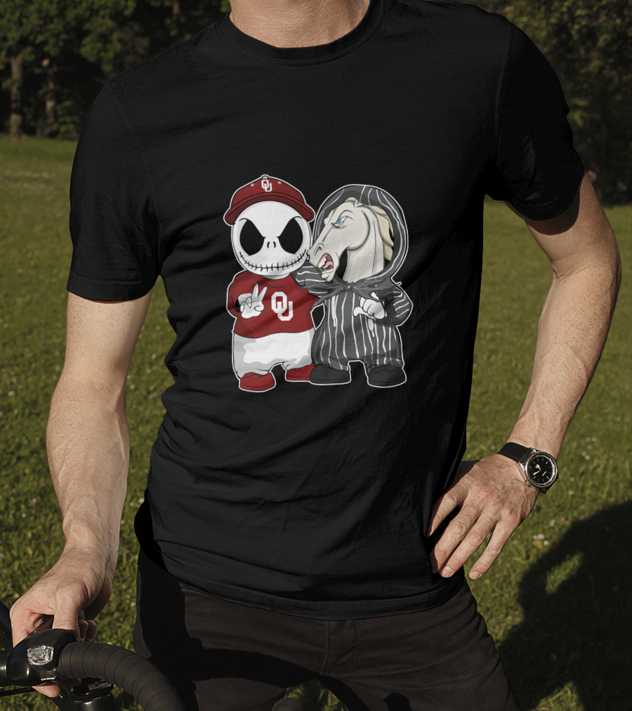 Oklahoma Sooners Jack Skellington And Nightmare Horse Team-Up T-Shirt