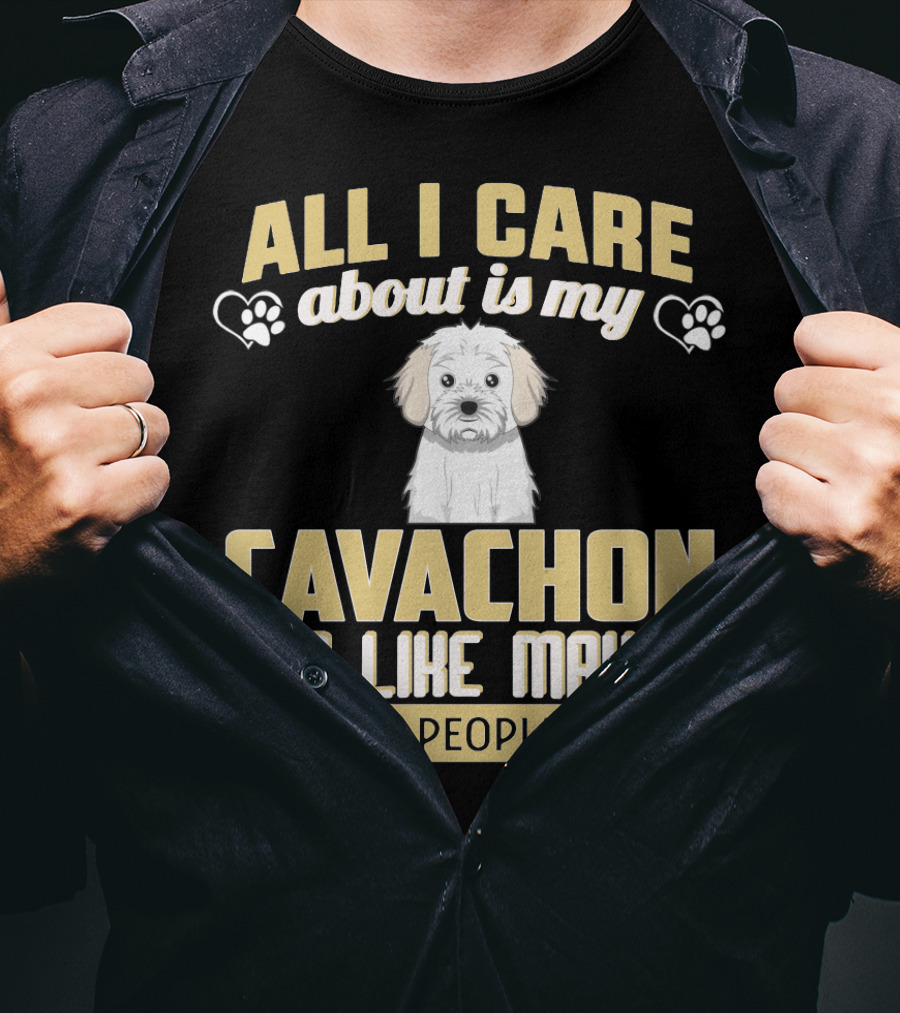 All I Care About Is My Cavachon And Like Maybe 3 People Paw Print Hearts T-Shirt