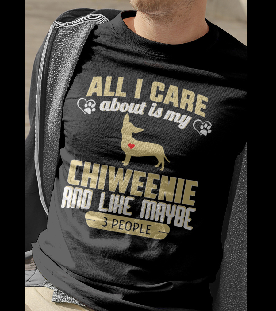 All I Care About Is My Chiweenie And Like Maybe 3 People With Heart And Paw Prints T-Shirt