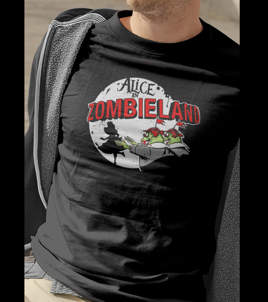 Alice In Zombieland Silhouette And Zombie Moon Combo T-Shirt