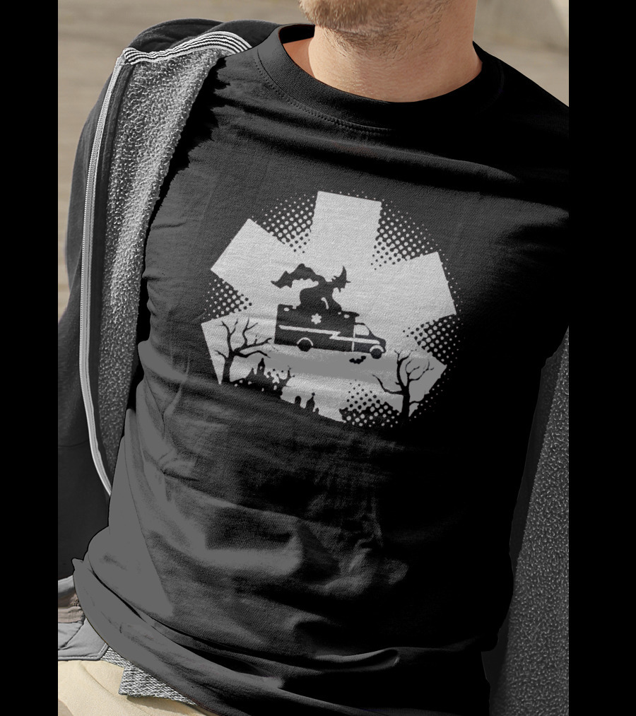 An Ems Ambulance With Dragon And Haunted Landscape T-Shirt