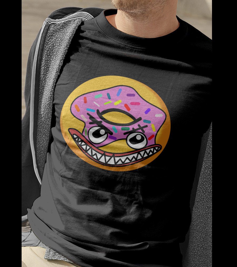 Angry Donut With Sprinkles And Fierce Face Emoji T-Shirt