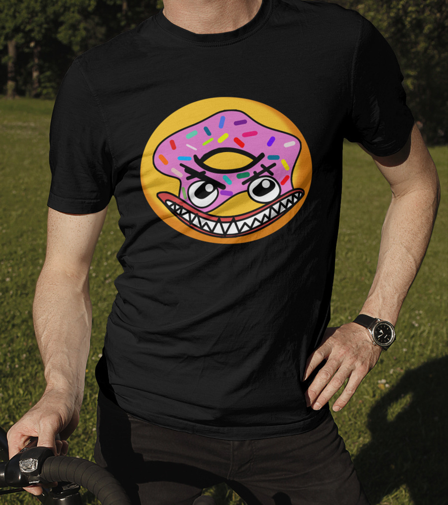 Angry Donut With Sprinkles And Fierce Face Emoji T-Shirt