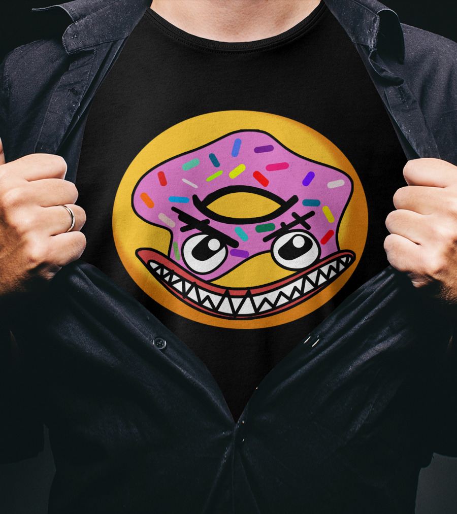 Angry Donut With Sprinkles And Fierce Face Emoji T-Shirt