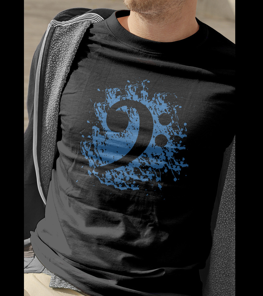 Bass Clef On Blue Splatter Background T-Shirt