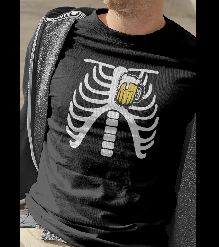 Beer Keeps Me Alive Mug Ribcage T-Shirt