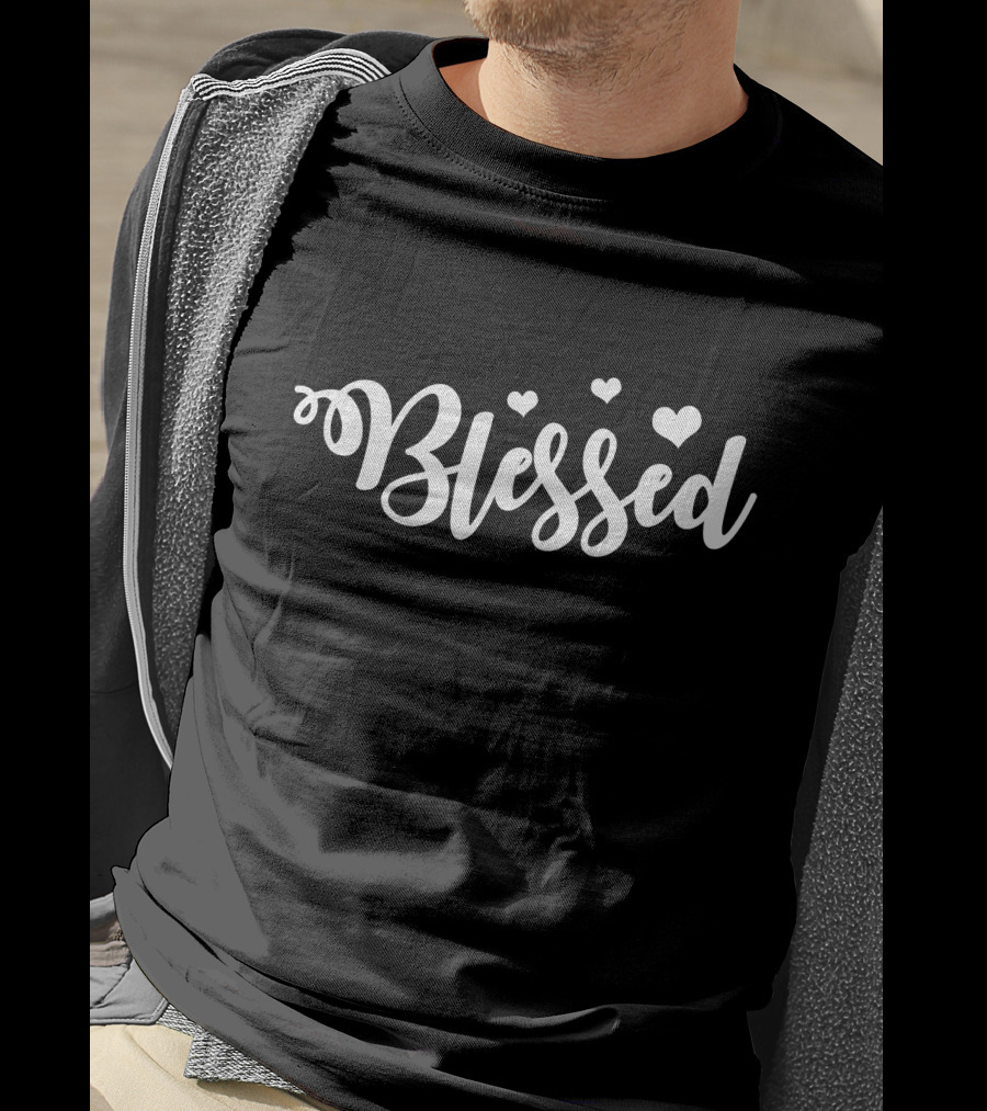 Blessed Script With Hearts T-Shirt