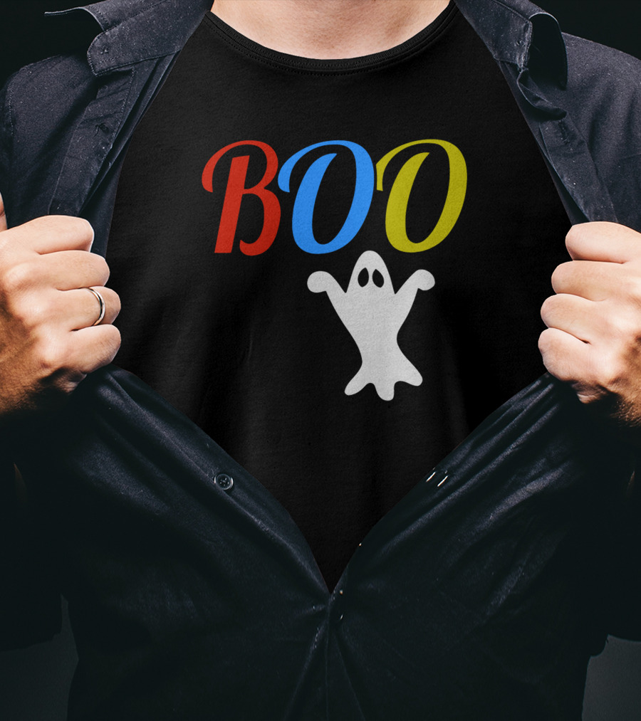 BOO Ghost Multicolor Halloween Spooky T-Shirt