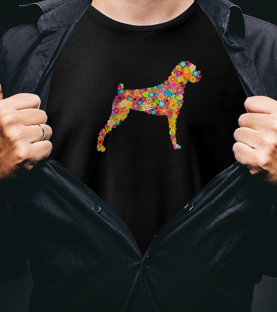 Boxer Flower Pattern Dog T-Shirt