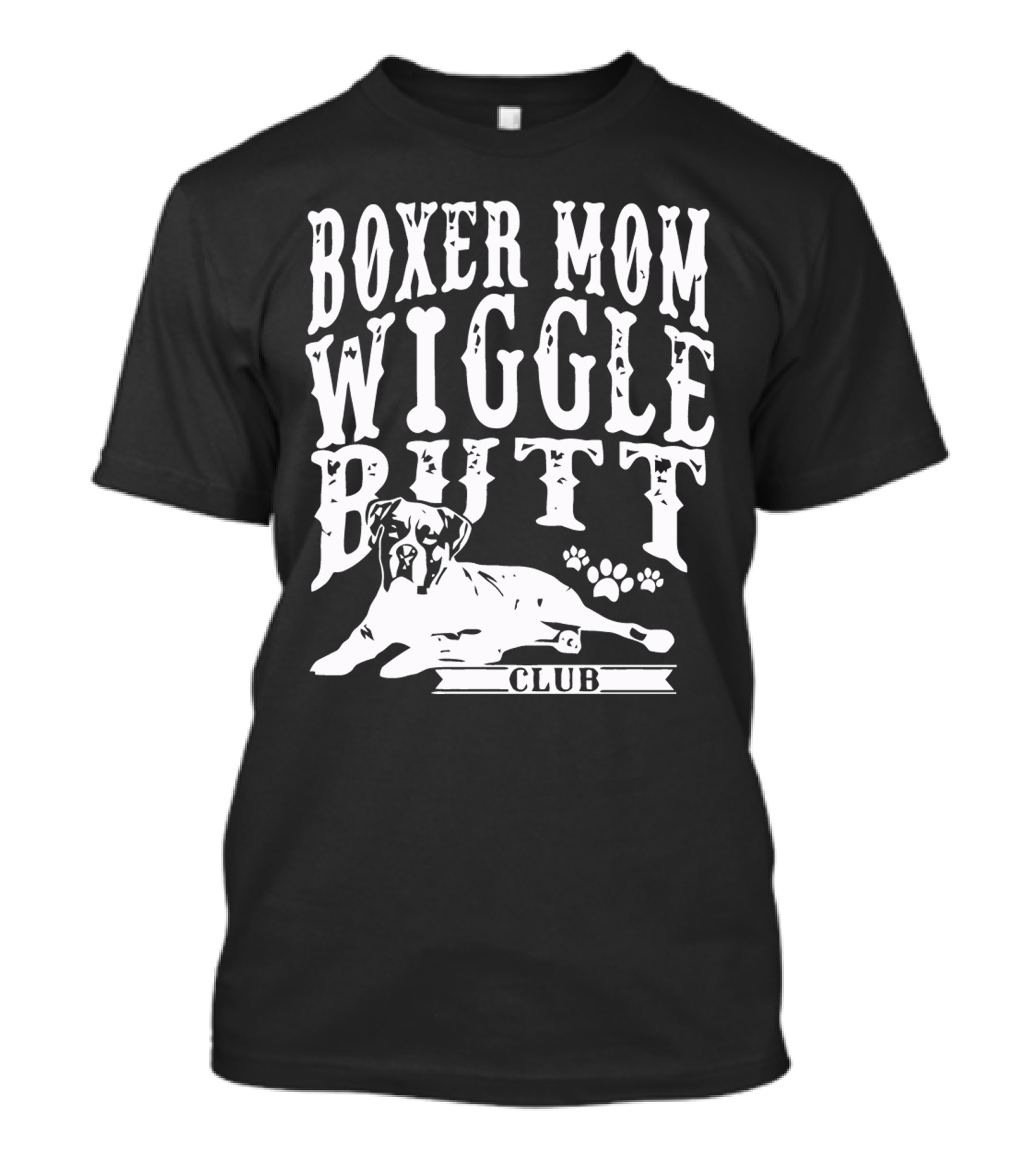 Boxer Mom Wiggle Butt Club Pawprint Dog T-Shirt