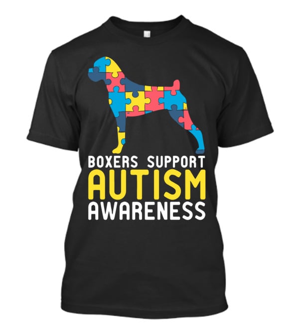 Boxers Support Autism Awareness Puzzle Dog T-Shirt