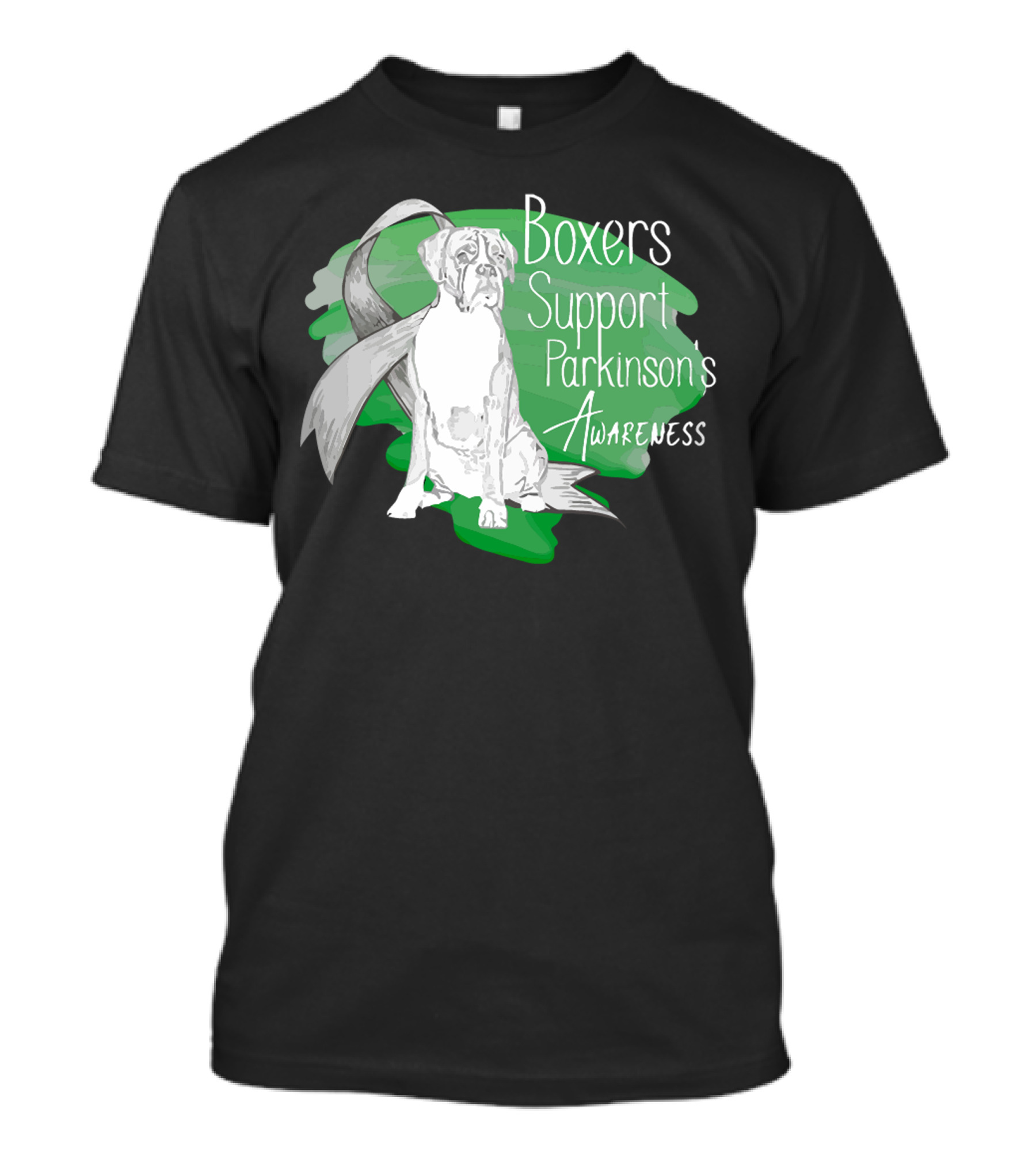 Boxers Support Parkinson's Awareness With Ribbon And Dog T-Shirt