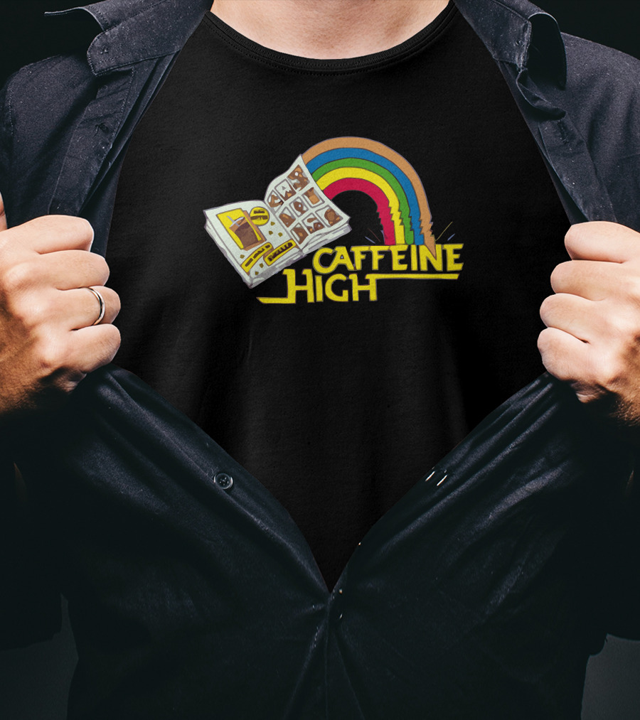 Caffeine High Retro Rainbow Comic Book T-Shirt