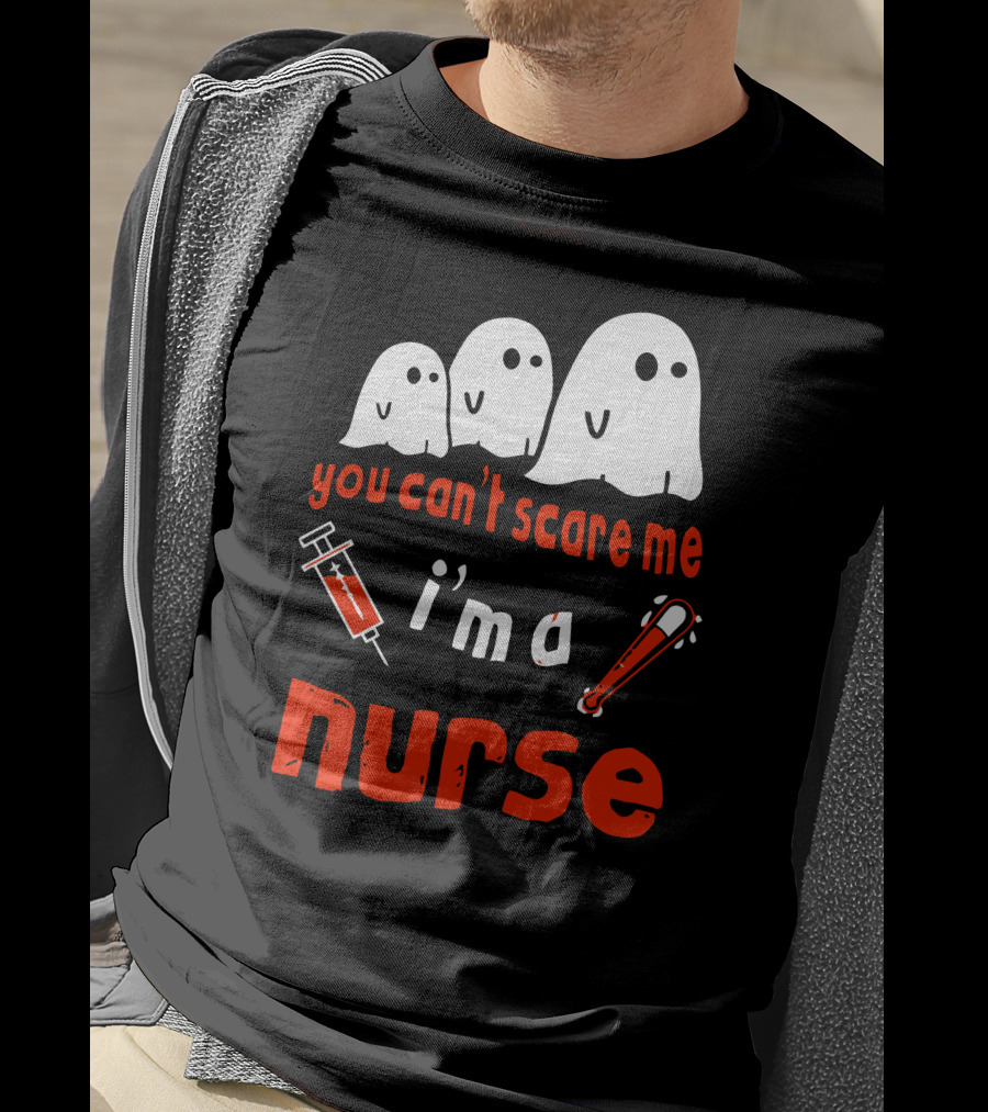 You Can't Scare Me I'm A Nurse Ghosts Syringe Bat T-Shirt