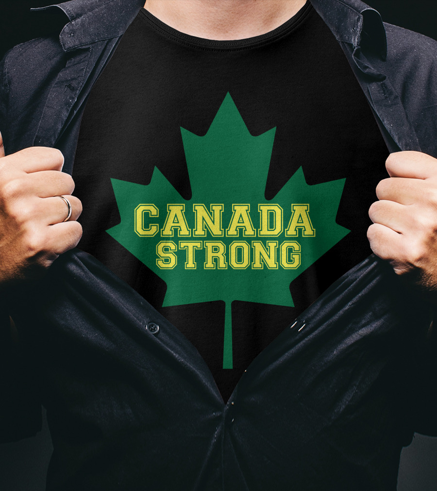 Canada Strong Maple Leaf Green And Yellow T-Shirt