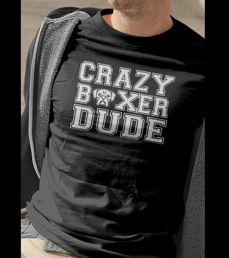 CRAZY BOXER DUDE Bulldog Head T-Shirt