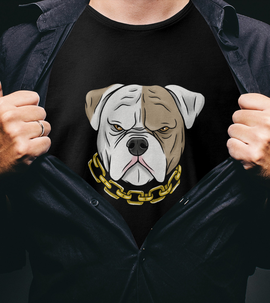 Pitbull Head With Gold Chain T-Shirt