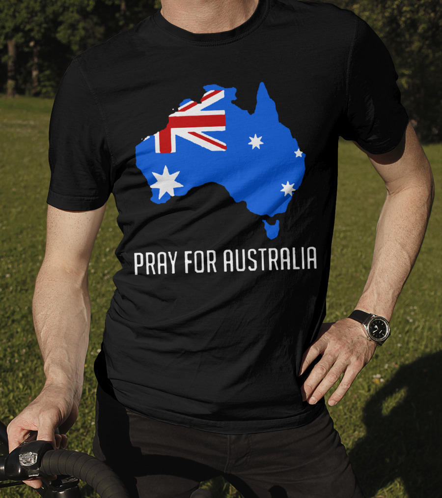 Pray For Australia Forest Fires Australia Map Flag Stars T-Shirt