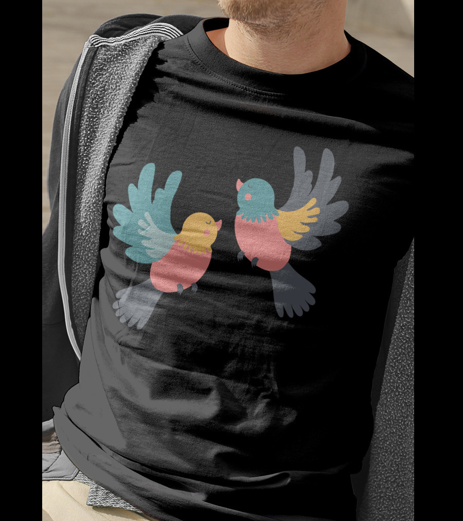 Pretty Birds Vibrant Colorful Avian Pair T-Shirt