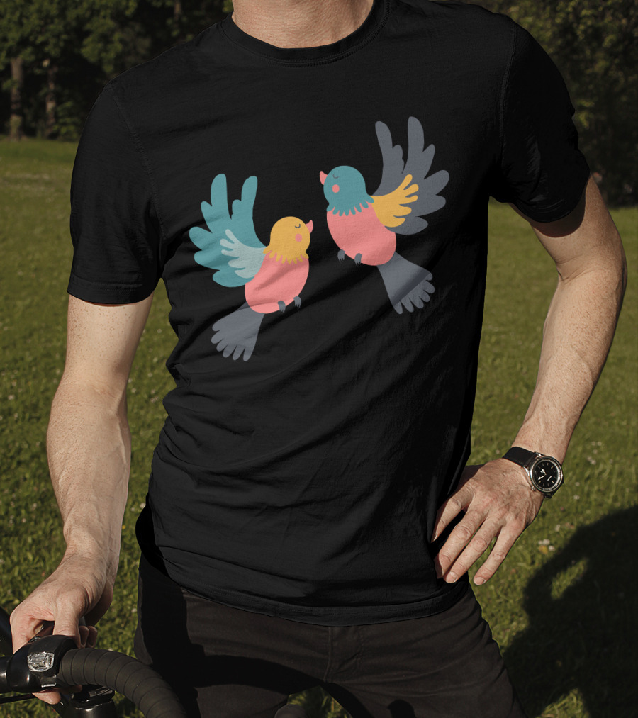 Pretty Birds Vibrant Colorful Avian Pair T-Shirt