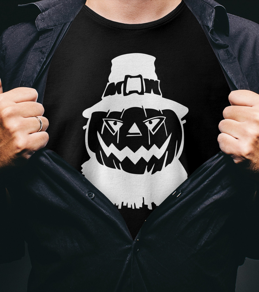 Pumpkin Face Scarecrow Hat T-Shirt