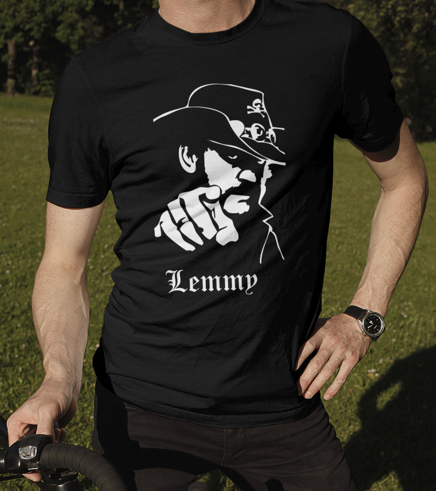 Lemmy Kilmister Memorial Tribute Iconic Figure With Hat And Crossbones T-Shirt
