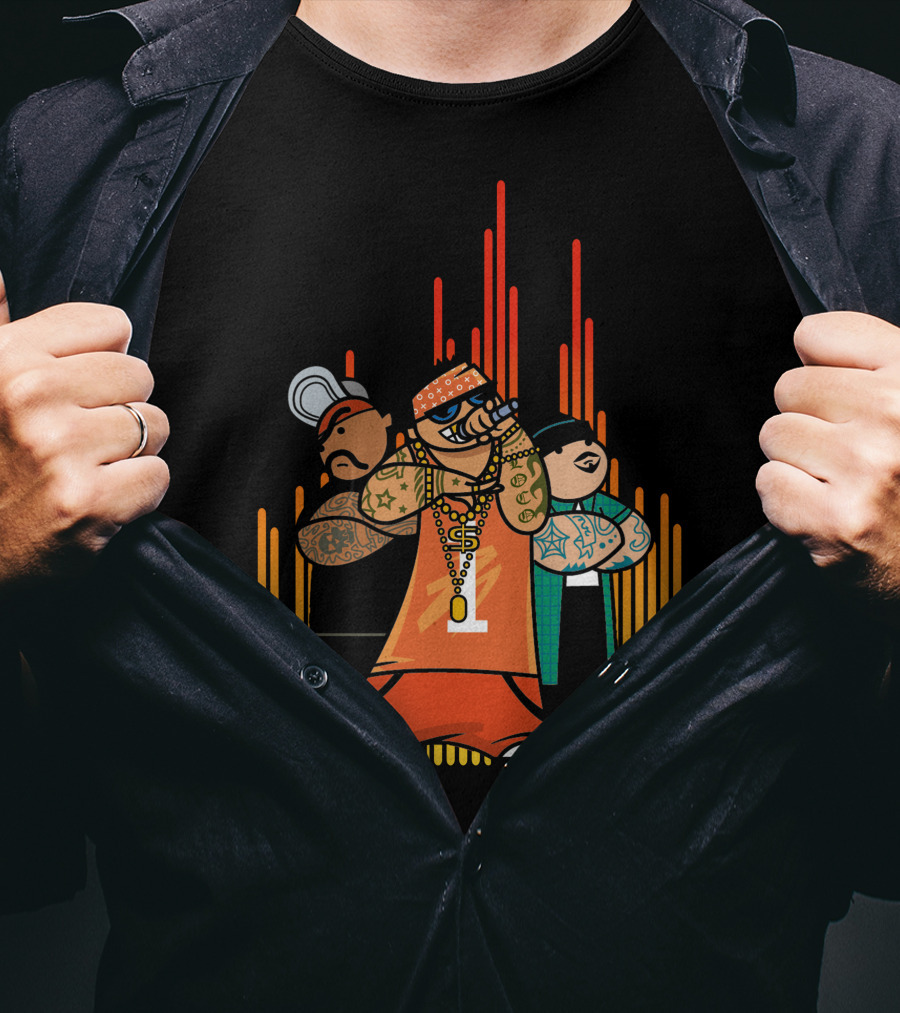 Rapper Gang Urban Tattoo Microphone Trio T-Shirt