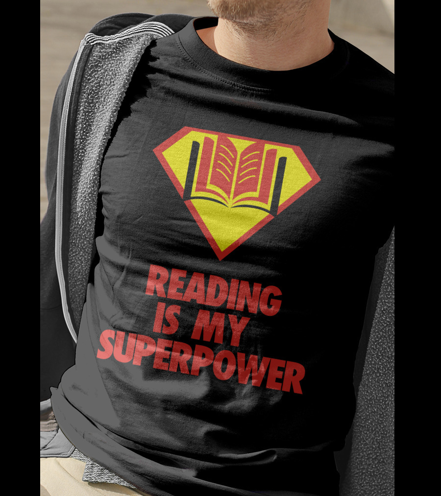 Reading Is My Superpower Book Emblem Hero T-Shirt