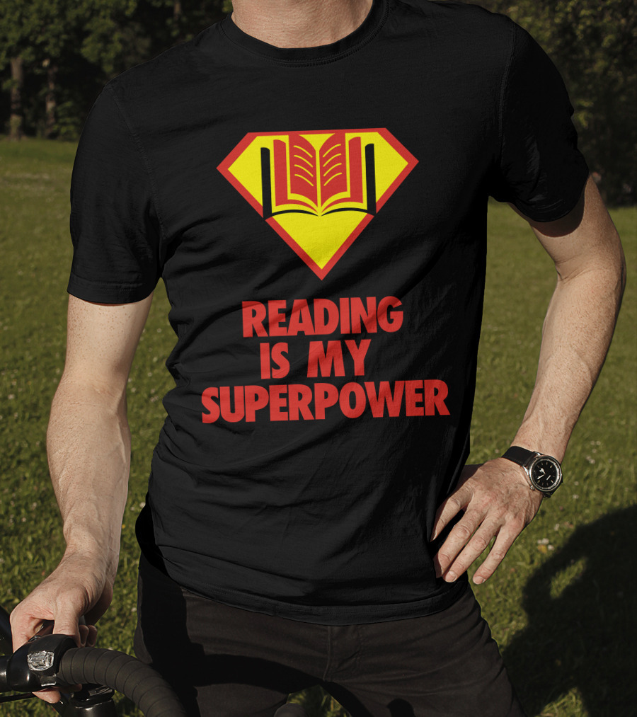 Reading Is My Superpower Book Emblem Hero T-Shirt