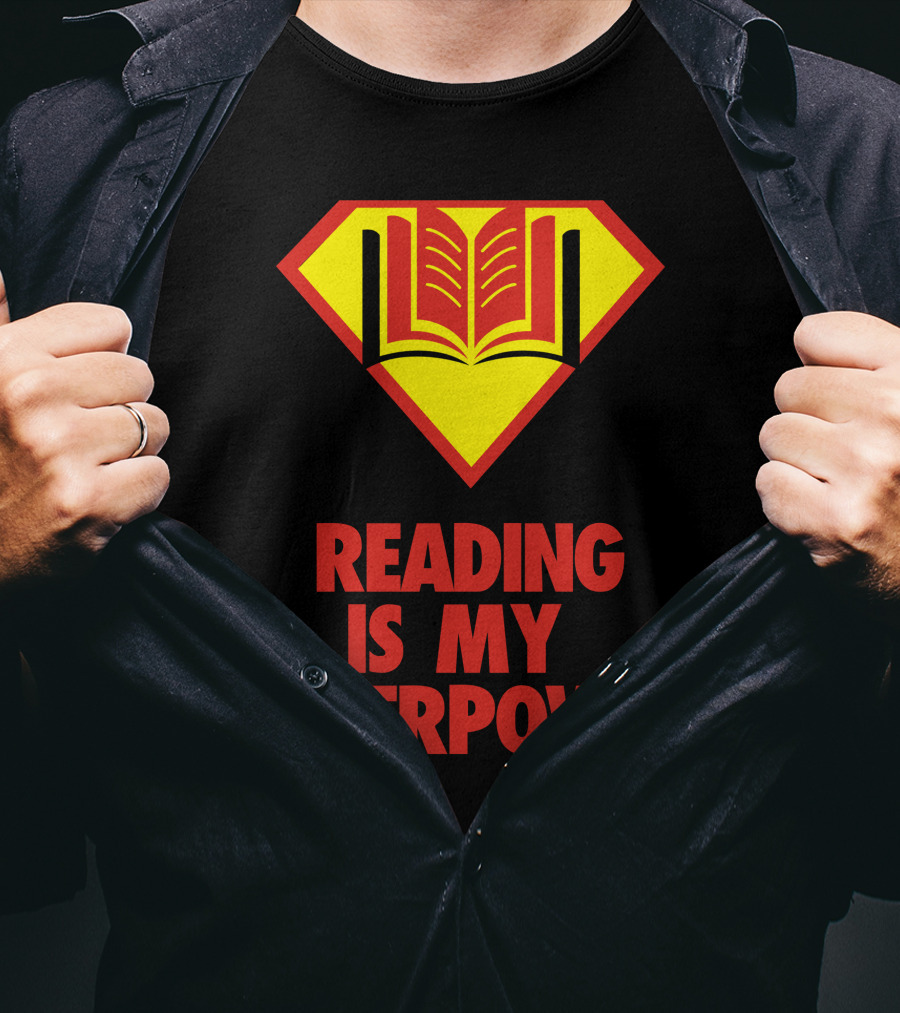 Reading Is My Superpower Book Emblem Hero T-Shirt