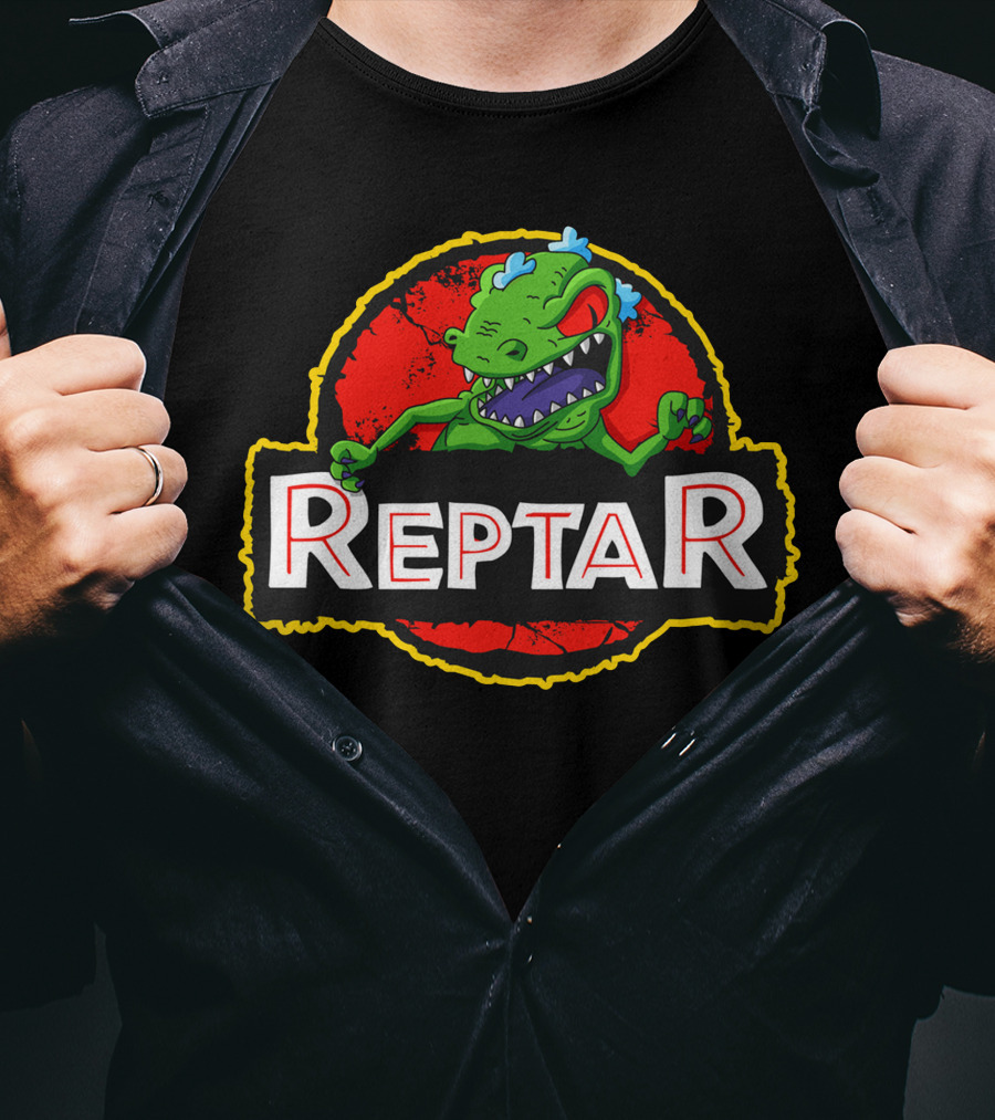 Reptar Dinosaur Red Circle Background Rugrats 90s Nickelodeon T-Shirt