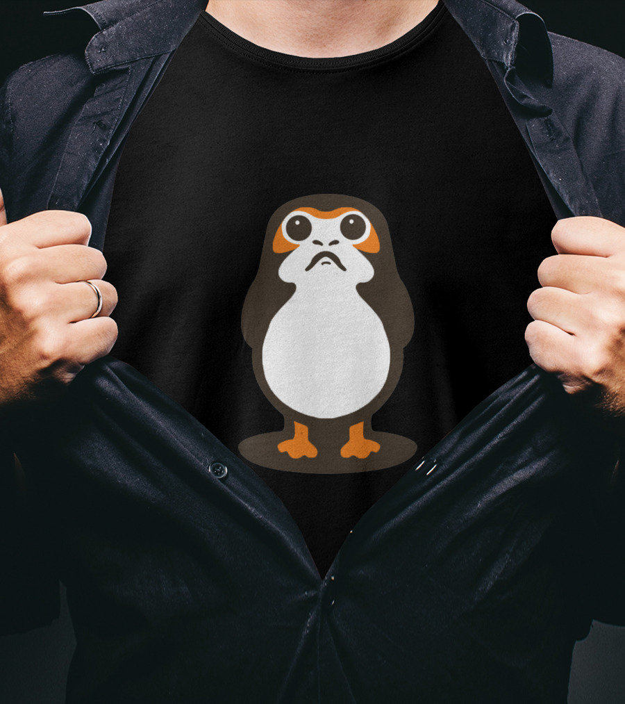 Retro Galactic Penguin Meets Porg T-Shirt