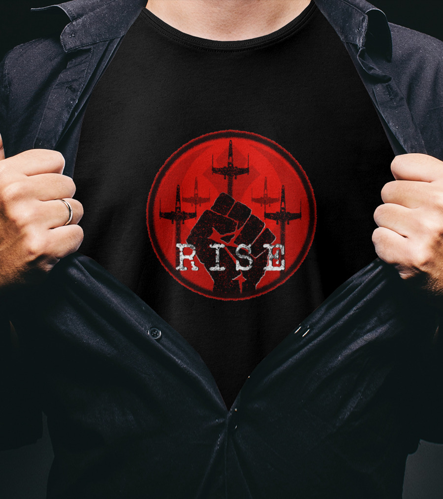 RISE Red Circle Fist With Airplanes T-Shirt