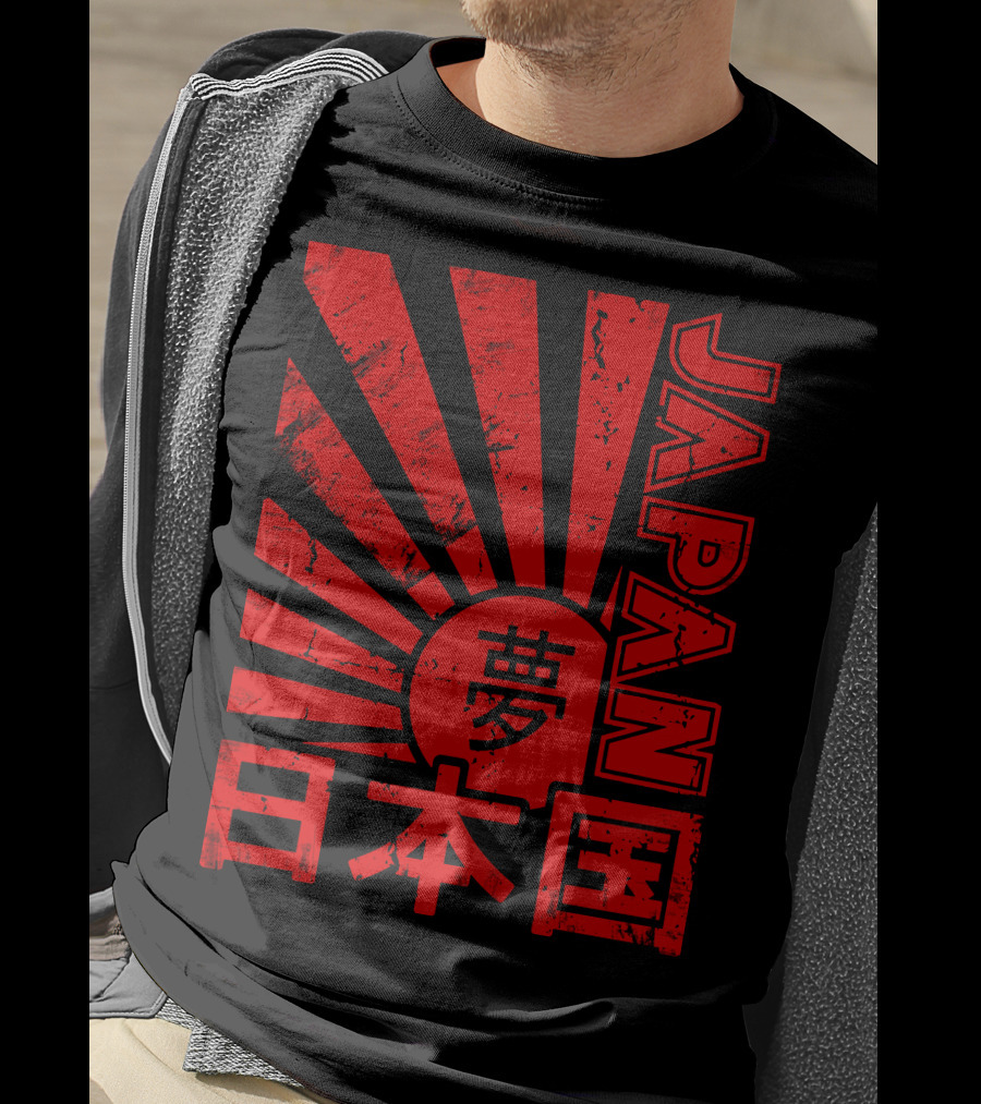 Japan Red Rising Sun Kanji T-Shirt