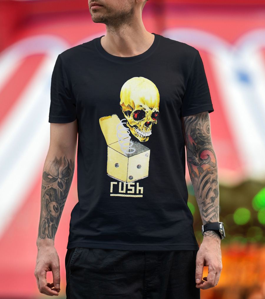 Rush Pushead Skull Springing from Dice Box T-Shirt