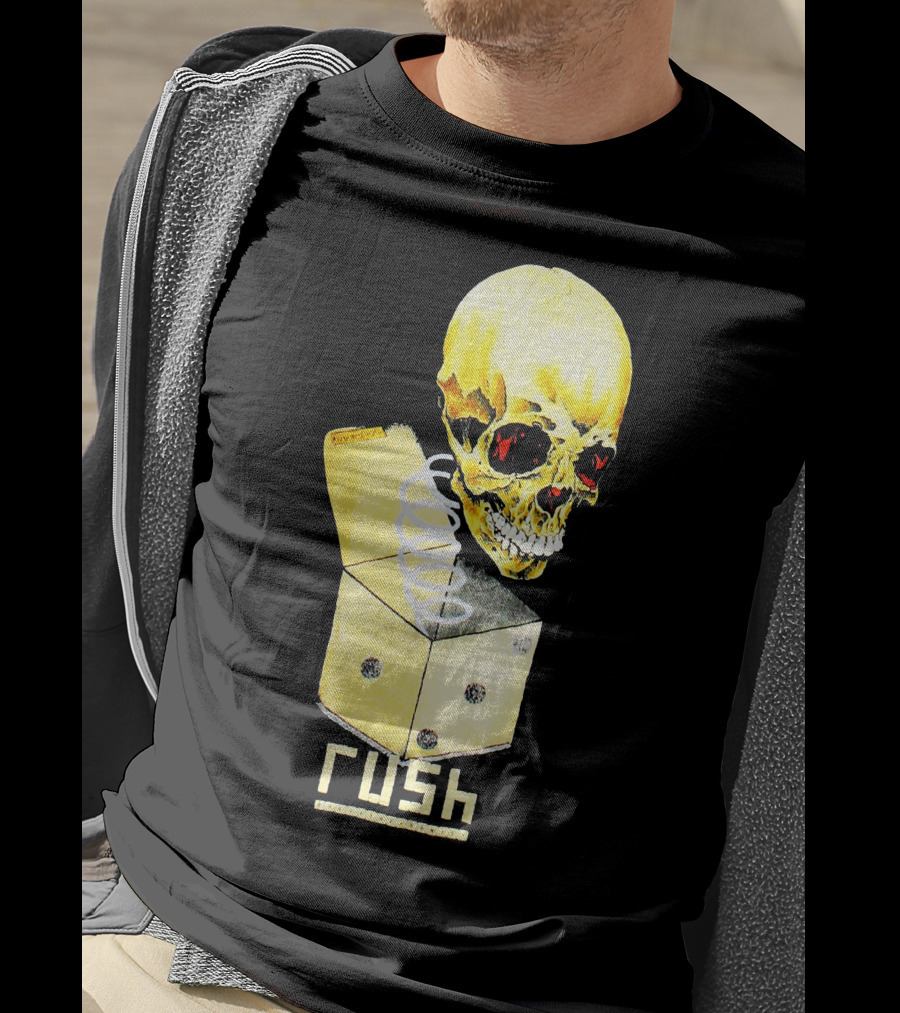Rush Pushead Skull Springing From Dice Box T-Shirt
