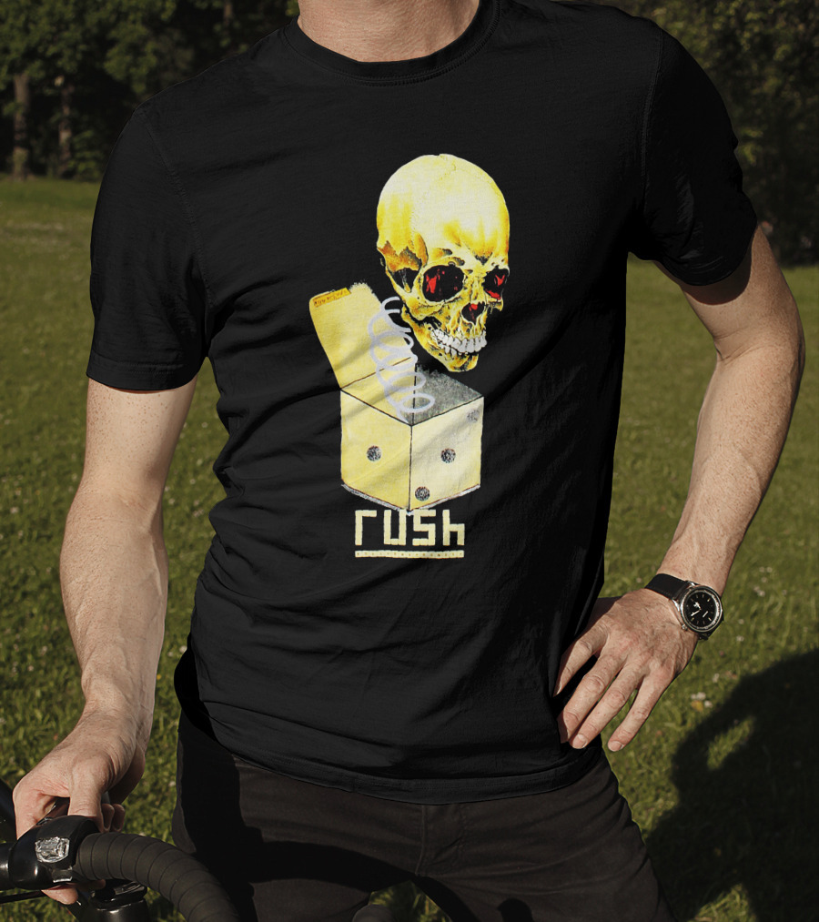 Rush Pushead Skull Springing From Dice Box T-Shirt