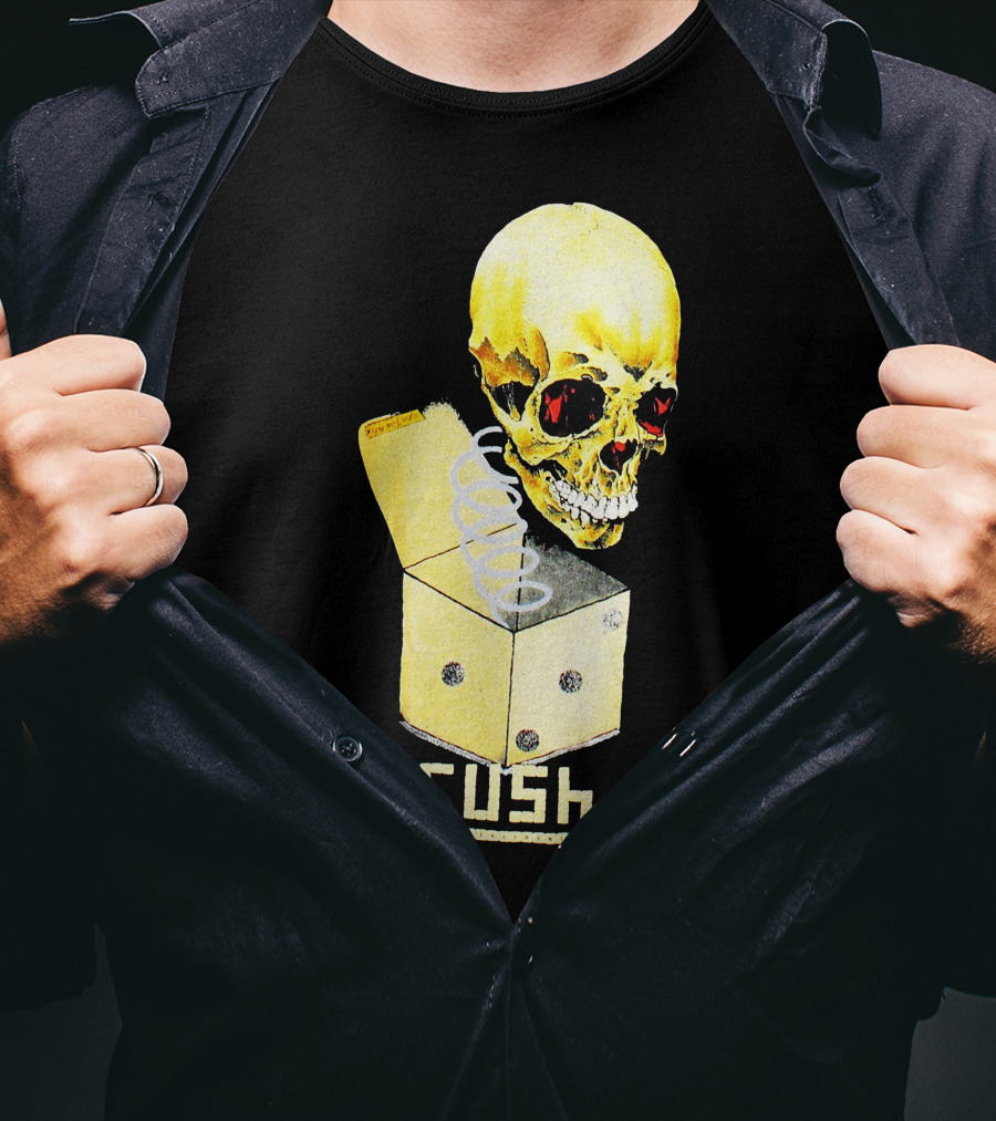 Rush Pushead Skull Springing From Dice Box T-Shirt