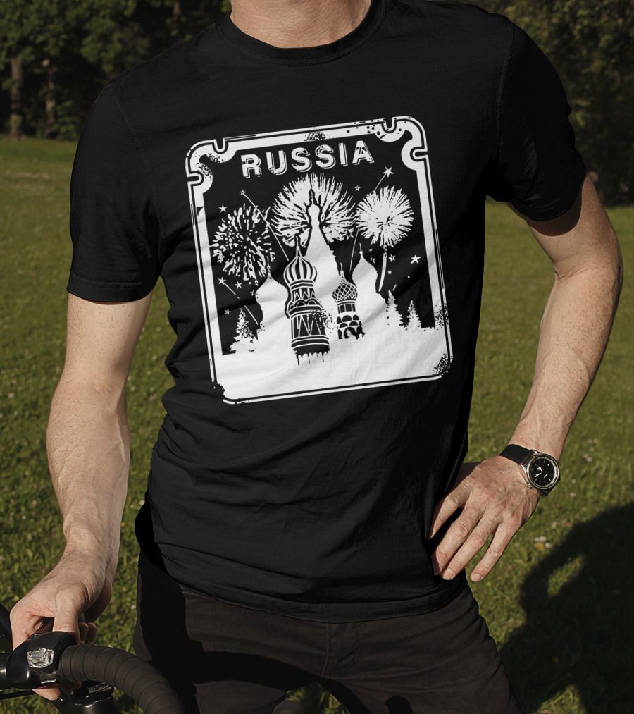 Russia Saint Basil's Cathedral Fireworks T-Shirt