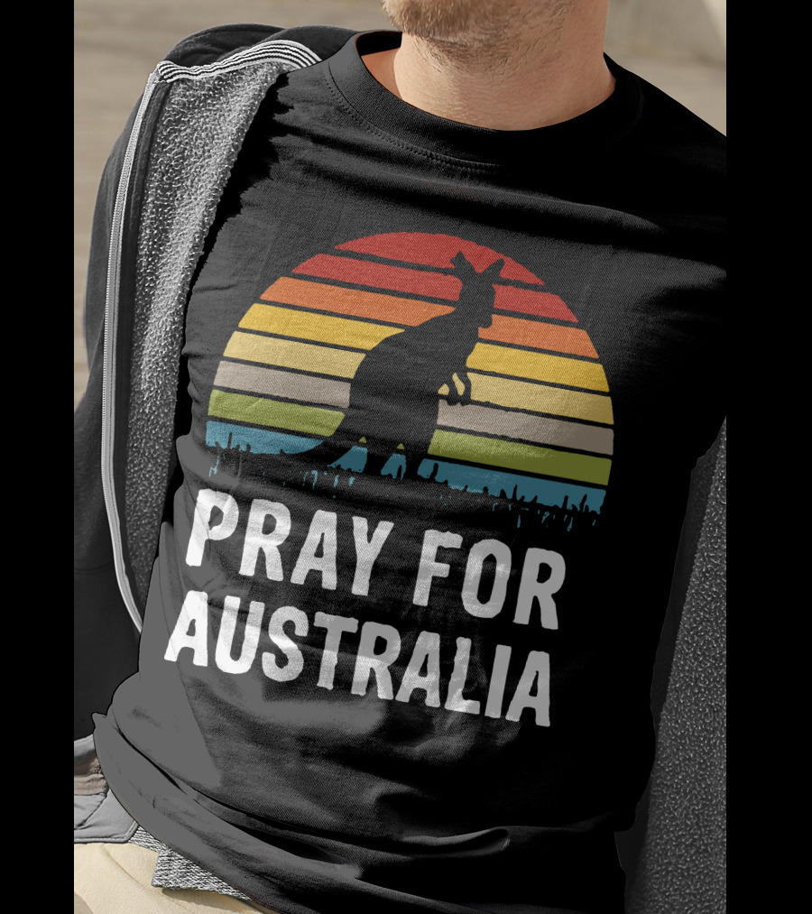Pray For Australia Kangaroo Sunset T-Shirt
