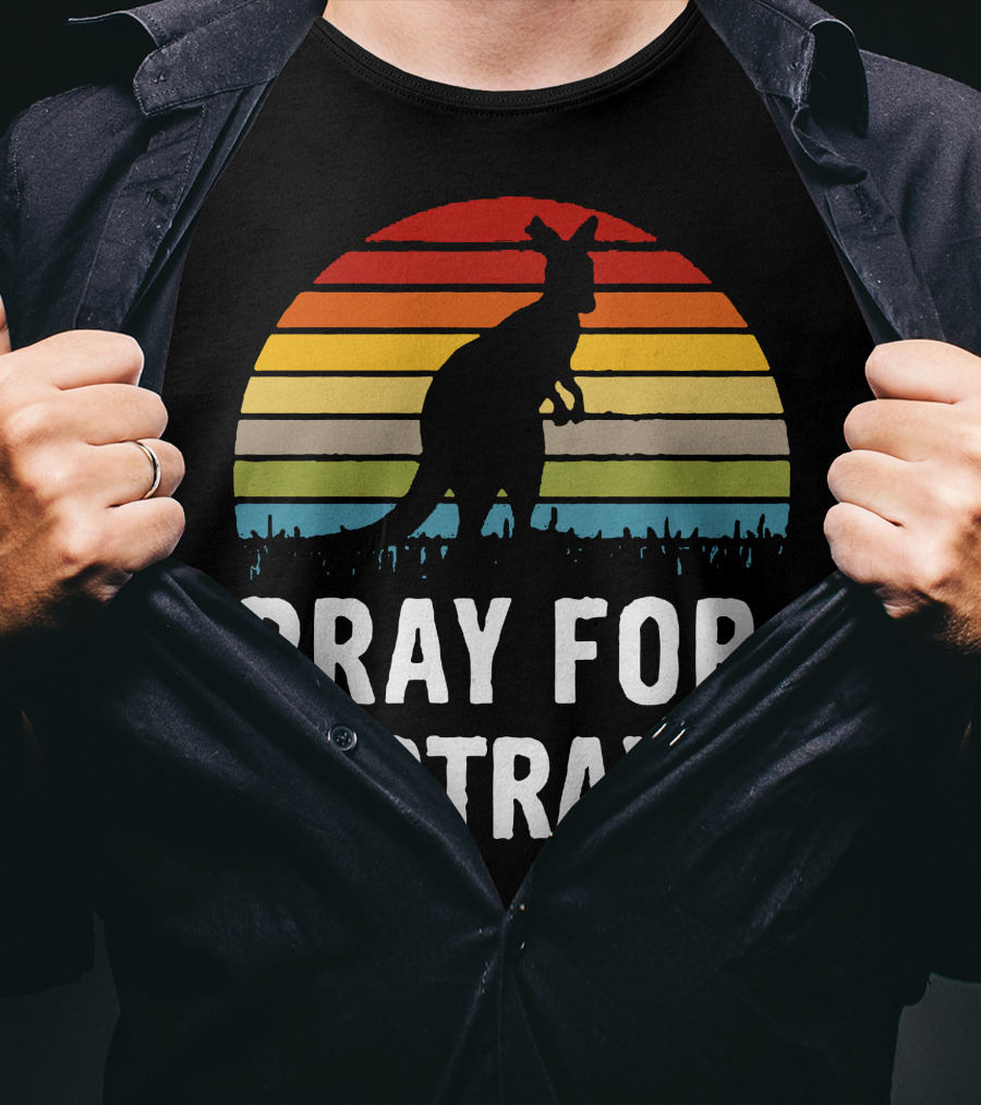 Pray For Australia Kangaroo Sunset T-Shirt
