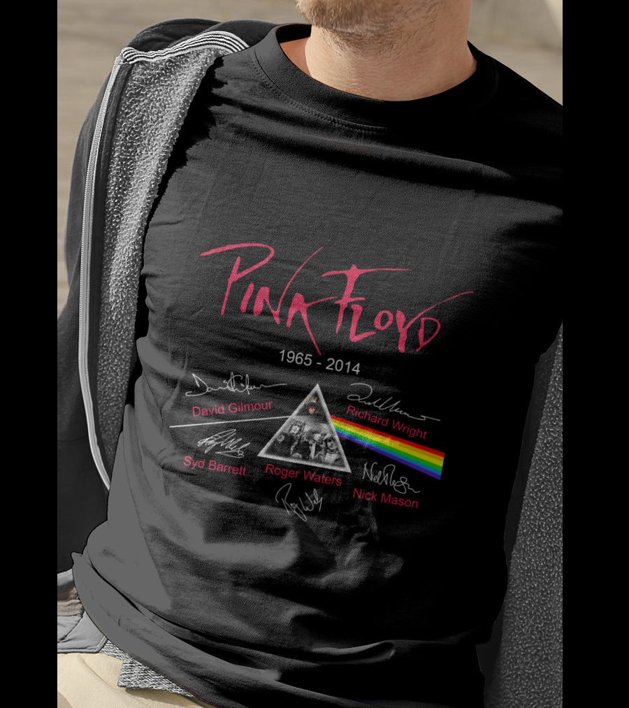 Pink Floyd Memories 1965-2014 Signatures And Dark Side Of The Moon Prism T-Shirt